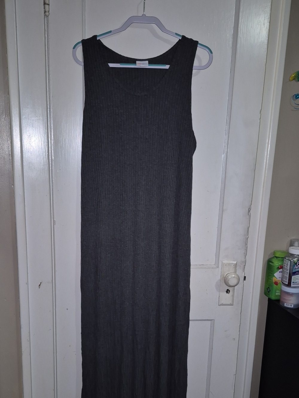 LuLaRoe Charcoal Gray Ribbed Sleeveless Maxi Dress